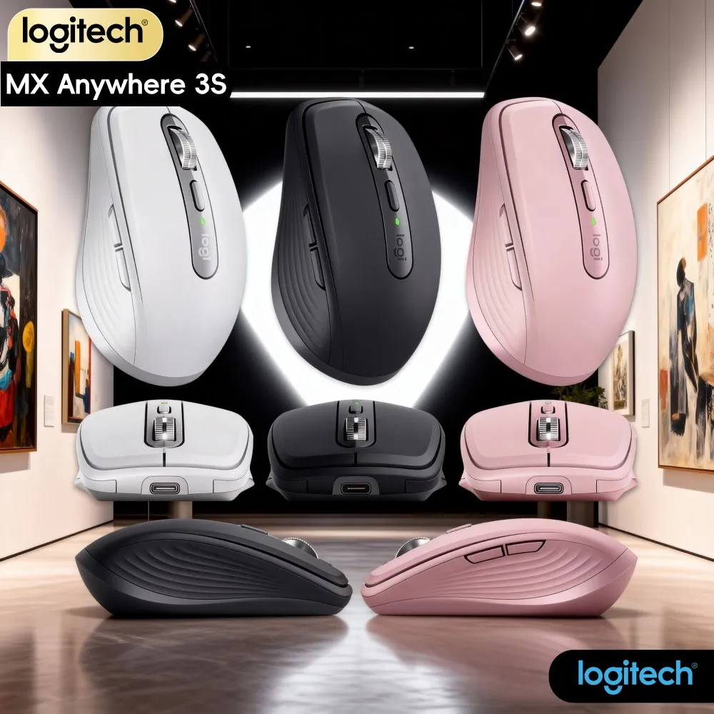 Durable Logitech MX Anywhere 3S - 8K DPI Glass Tracking, Hyper-Scroll, Silent Click, 3-Device Sync For Office Travel