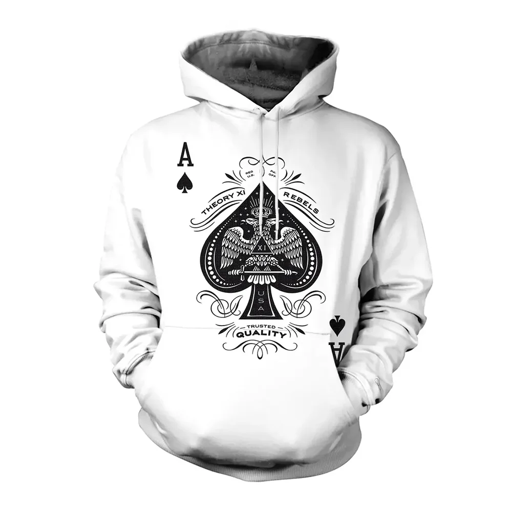 

3D Poker A Print Men's Trendy Long Sleeve Casual Sports Hoodie Sweatshirt,Suitable for Outdoor Activities in Autumn and Spring