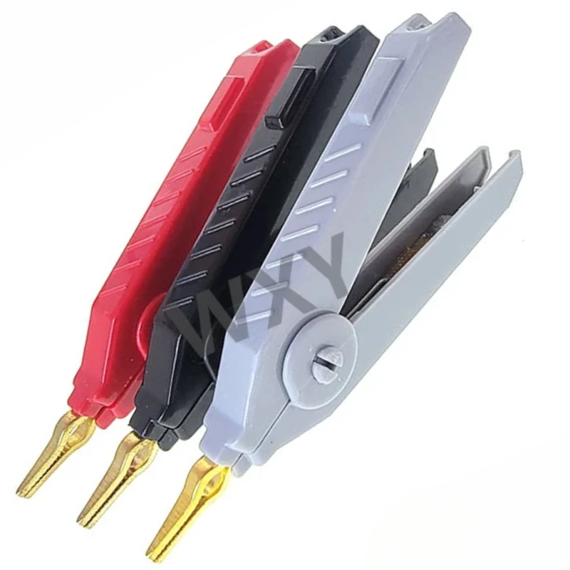 

3pcs 90MM Alligator Clip 20A Copper Alligator Kelvin Copper Gold Plated Clip White+ Black + Red