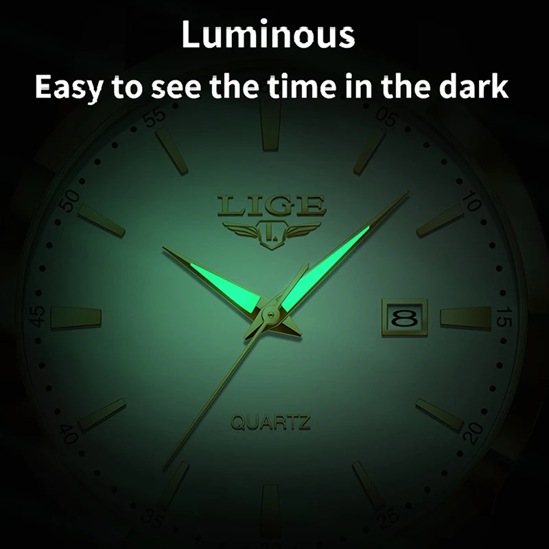 LIGE New Fashion Luxury Mens Watches Business Casual Quartz Wristwatches Waterproof Luminous Date Watch Women Clock Reloj Hombre