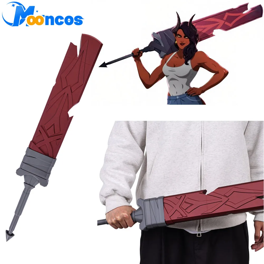 Faca Malevola Cosplay Feminina Vermelha de Plástico, Adereço de Machete, Ornamento para Fantasia, Disfarce de Espada Larga para Halloween e Carnaval