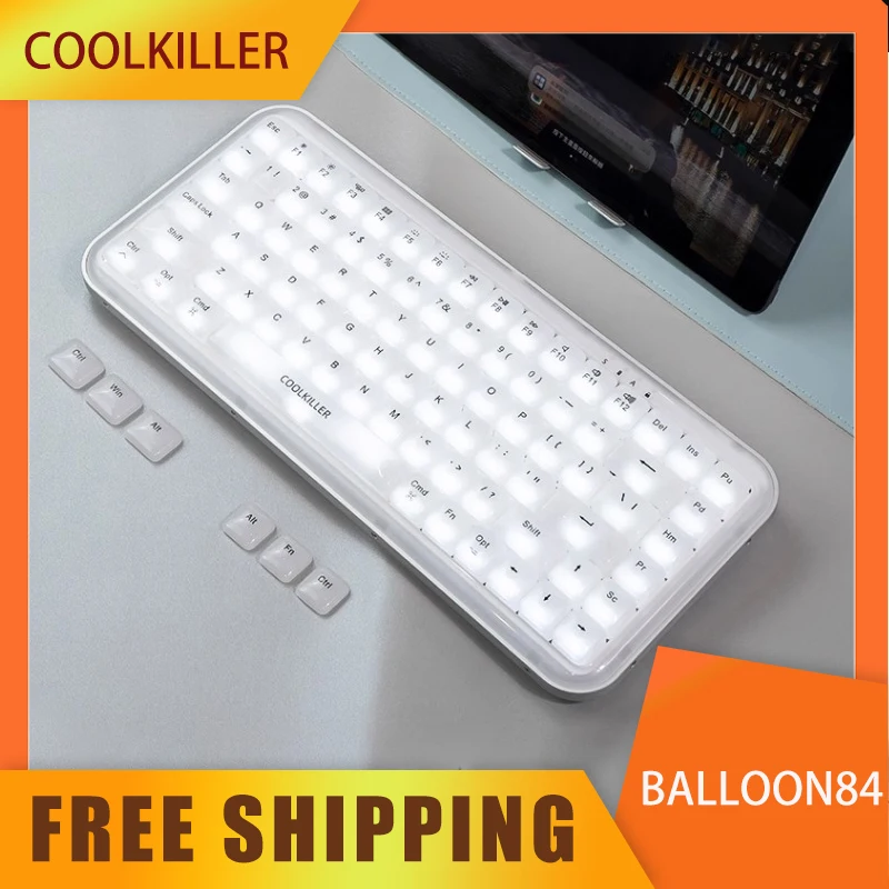 Coolkiller Balloon84 Mechanical Keyboard 3 Mode USB/2.4G/Bluetooth Wireless Keyboards Transparent Office Custom Keyboard Gifts