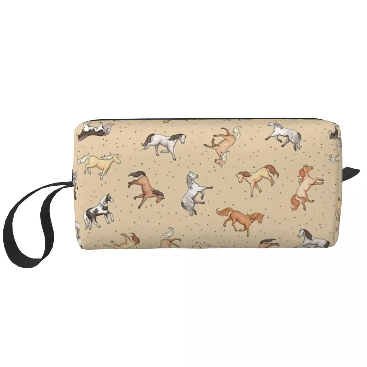 Scattered Horses Spotty On Taupe Pattern Pencil Cases Big Capacity Pen Bags Pen Box Pencil Pouch For Boys Girls Makeup Bag