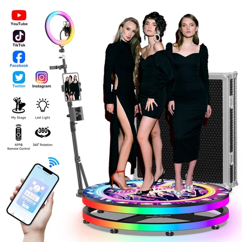 Machine de cabine Photo 360 avec Logo personnalisé gratuit, Machines de cabine Photo 360 avec application/télécommande, cabine Photo rotative à 360 degrés pour événements et fêtes