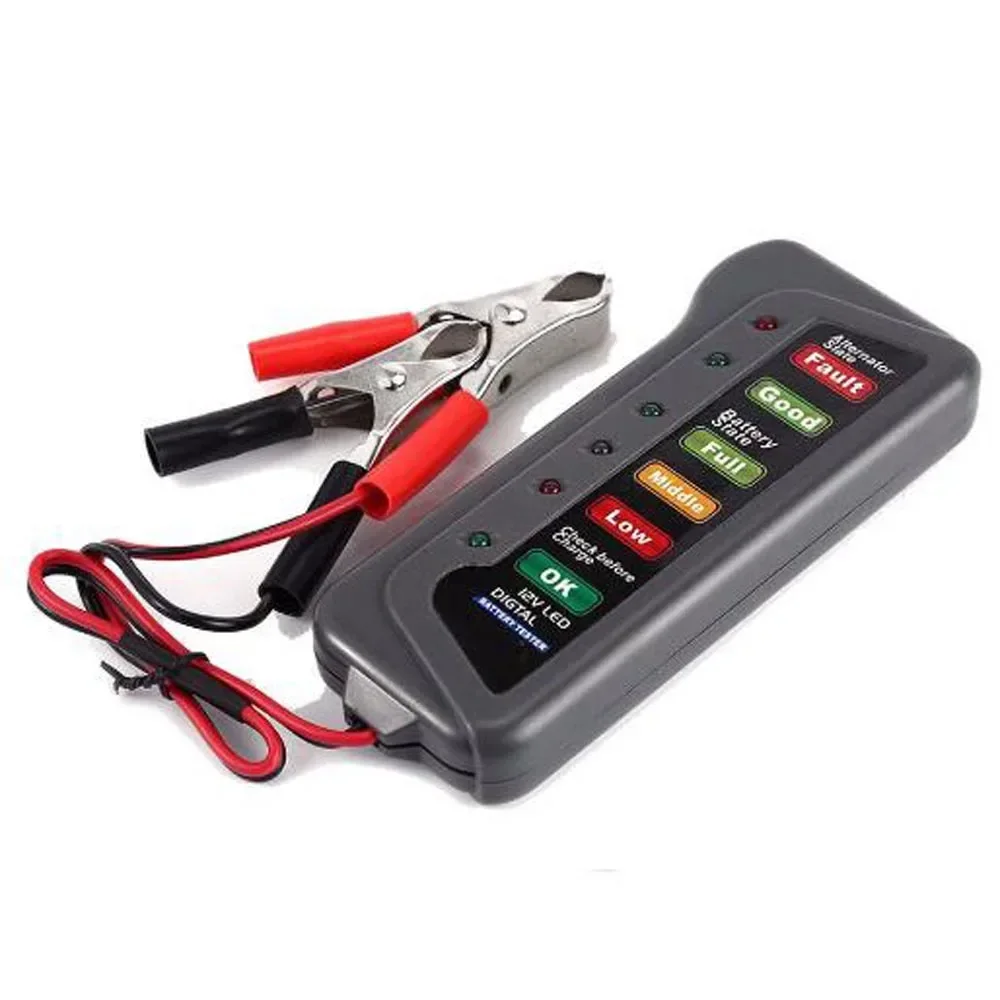 12V Auto Car Digital Battery Tester 6 LED Lights Display Diagnostic Tool for Cars Motorcycle Batteries Battery Indicator
