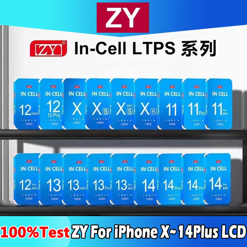 

ZY Series incell For iPhone X~14Plus XS XR 11 12 12ProMax 13 14 LCD Display Touch Screen Digitizer Replacement Parts True Tone