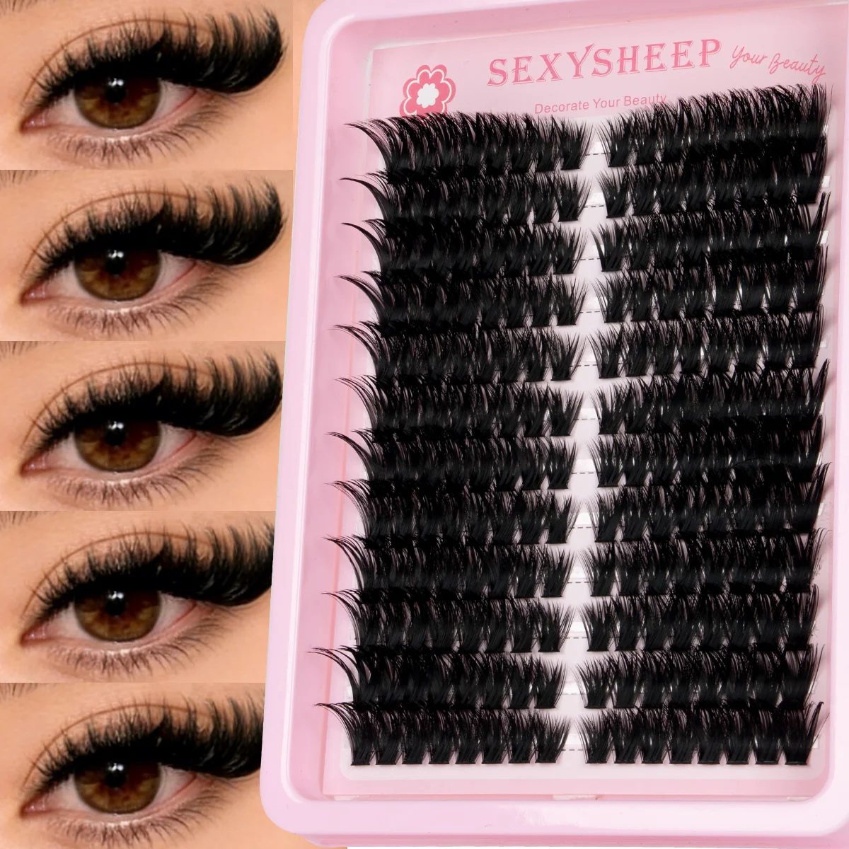 DIY Wimpernbüschel Katzenaugen-Wimpern Wispy Einzelwimpernverlängerungen Natürliche Wimpernbüschel mit weichem, dünnem Band