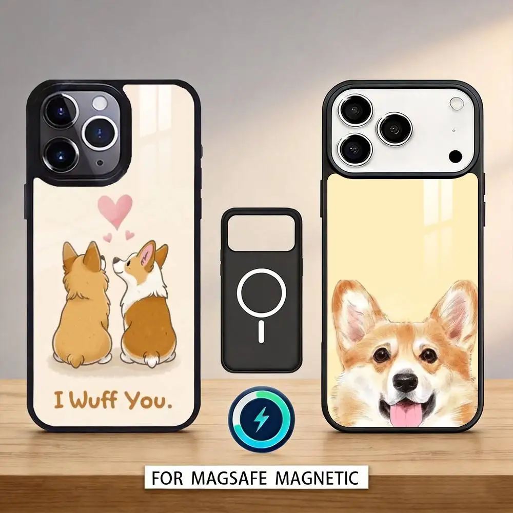 

C-Cute Corgi Phone Case For iPhone17,16,15,14,13,12,Pro,Max,Magnetic For Magsafe Wireless Charging