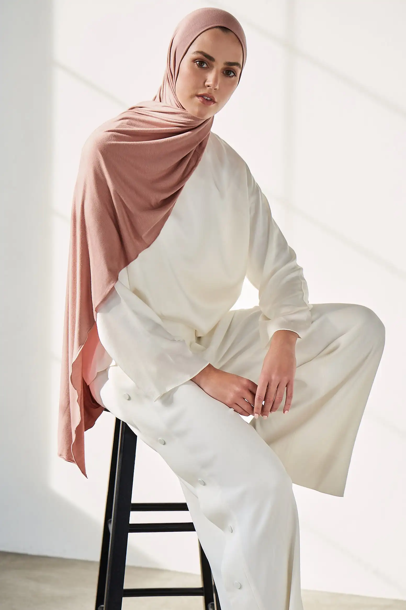 29 farben Günstige Jersey Hijab Schal Solide Muslimischen Lange Schals Turban Schal Elastische Baumwolle Arabischen Kopftuch Kopf Wraps Saudi Hijabs – Detail 7