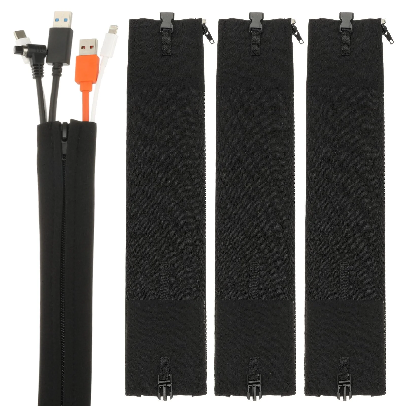 1/3PCS Zipper Cable Sleeve Reusable Cord Organizer Cable Management Protector for Computer TV Wire Cord Organizers 49cm