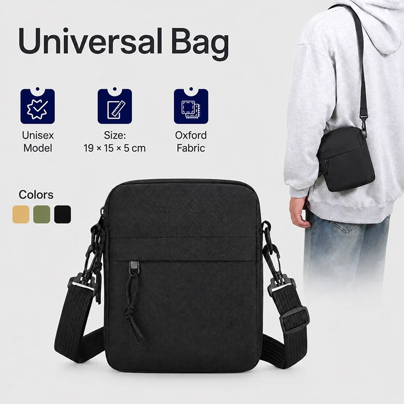 Men Women Oxford Cloth Small Shoulder Messenger Bag Crossbody Phone Pouch Adjustable Strap Multi Pocket Travel Daily Work Bag