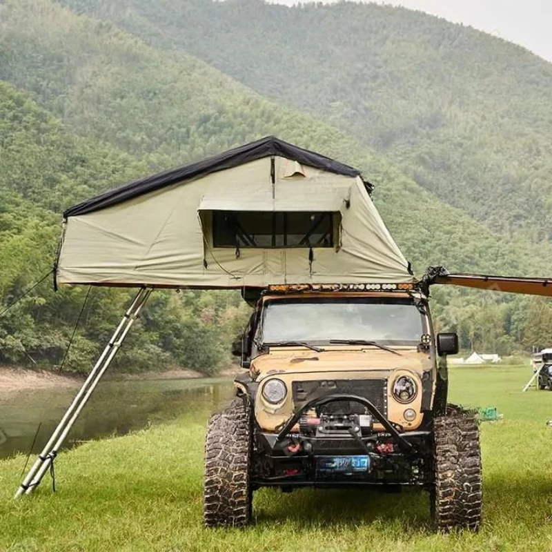 

Outdoor camping roof tent, soft shell roof tent for 2 people, hard shell four seasons