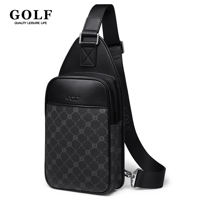 GOLF Leather Chest Bag Men One Shoulder Bags Slim Waterproof Vintage Crossbody Bag with Keychain Ring Anti Theft Lighweight 2025