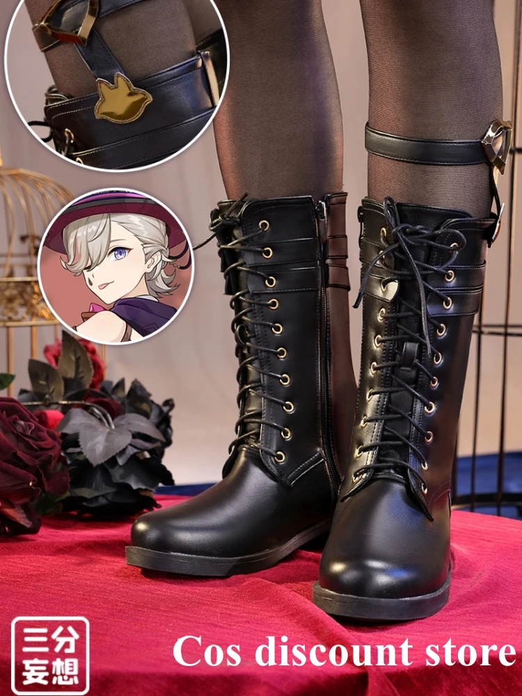 Lyney cosplay sapatos jogo genshin impacto fontaines mágico role play carnaval masculino traje festa cos lyney sapatos botas 2024 novo