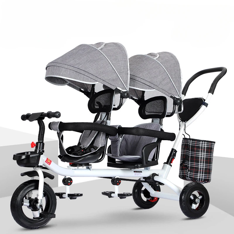 Warm house Kinder Doppel Kinderwagen Multifunktionale Zwei-wege Baby Kinderwagen Twins Kinderwagen Doppel Falten Drei-rad Auto 3