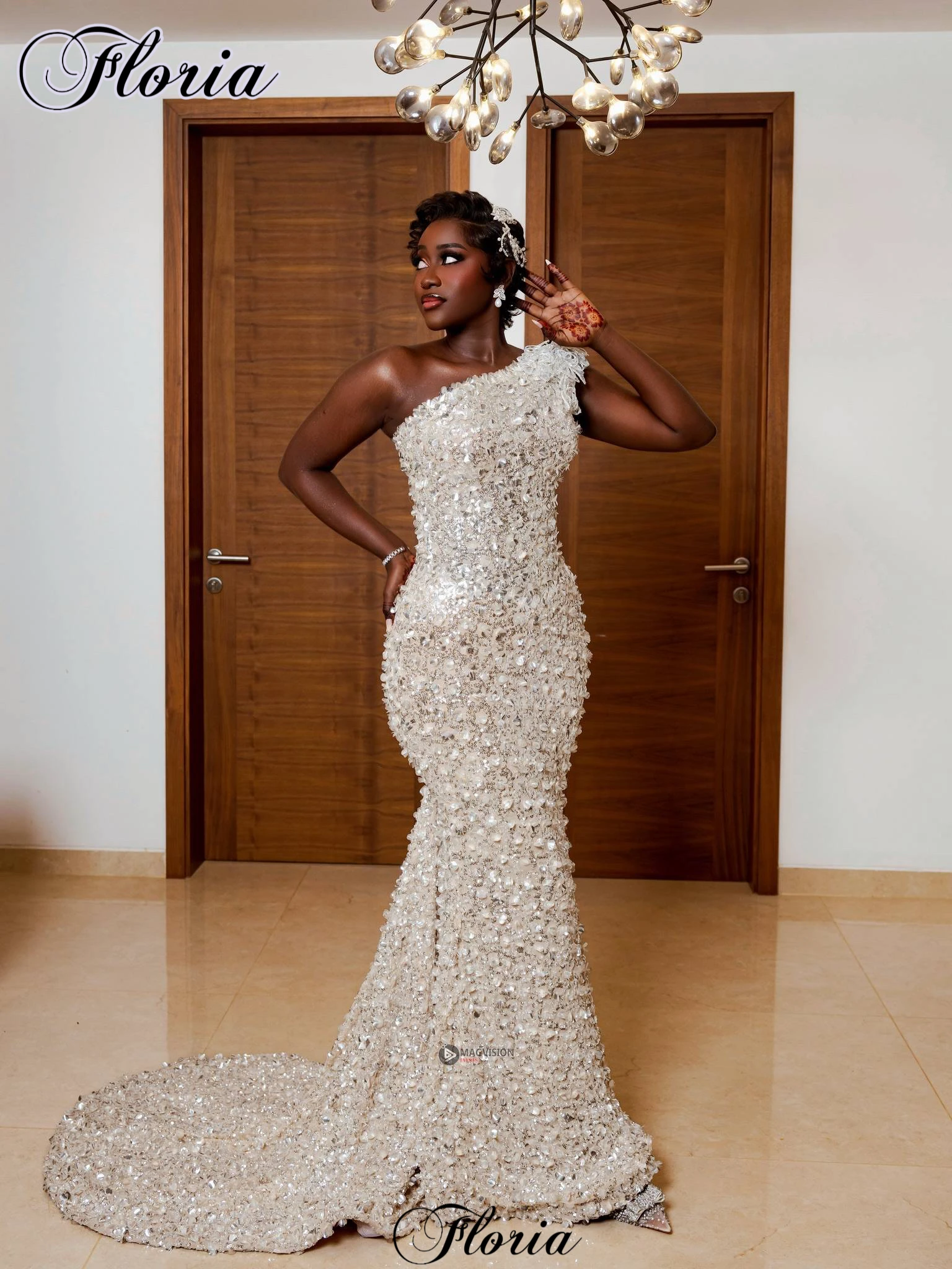 

African Ivory Cocktail Dresses Mermaid One Shoulder Sequined Prom Dresses Engagement Dresses 2026 Vestidos Femenino Customized