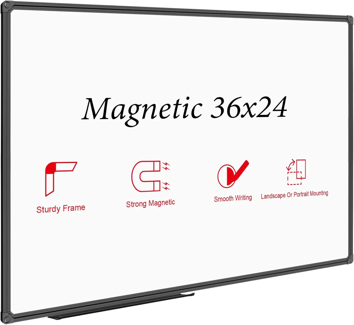 

Магнитная доска для записей 36x24 дюйма с черной алюминиевой рамкой, сухостираемая, для офиса, дома, школы, настенная