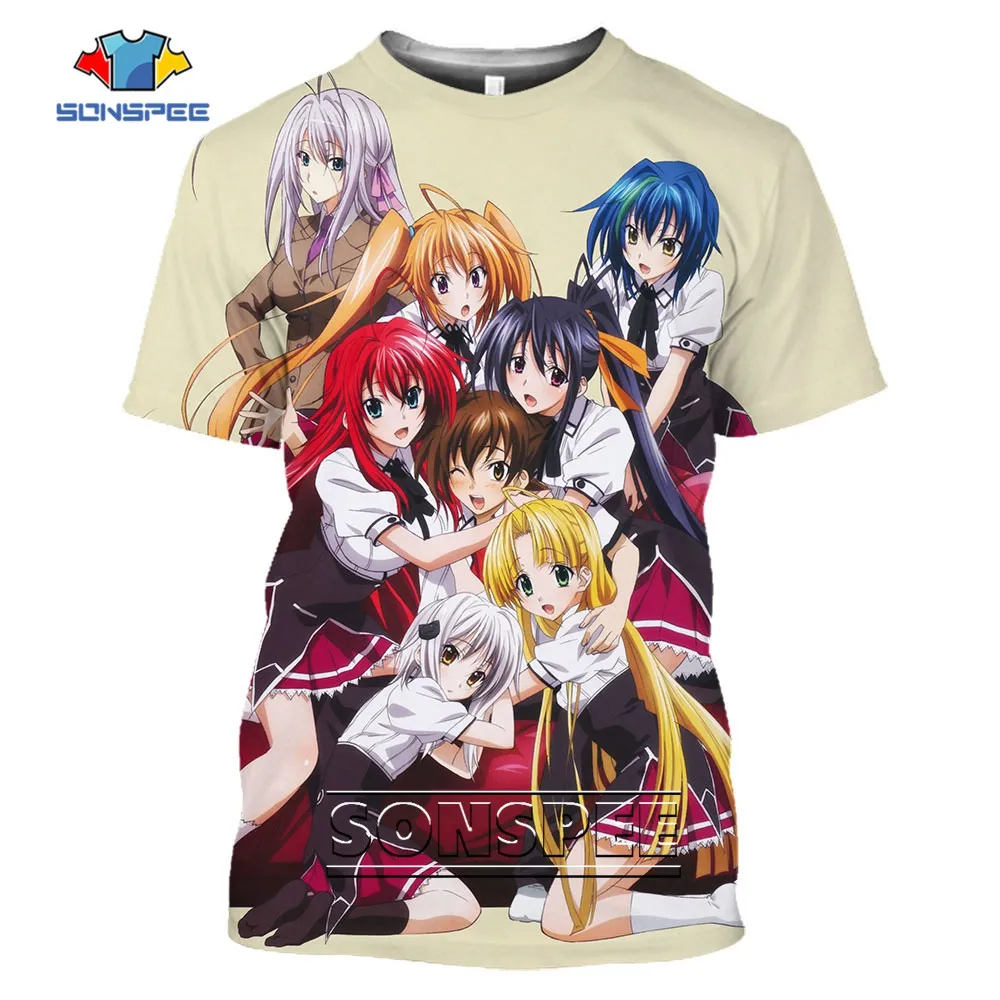 SONSPEE 3D Printed T-shirt Hot Anime High School DxD Hero Garment Summer Cool Harajuku Funny Cartoon Short Sleeve Sportswear