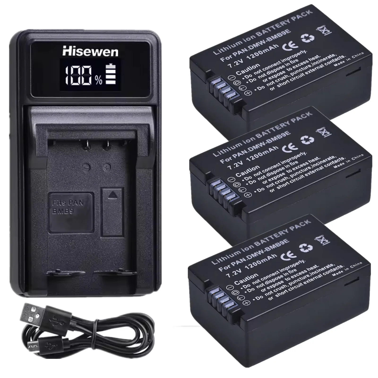 

1200mAh DWM-BMB9 DMW-BMB9E Battery+LED Charger for Panasonic Lumix DMC FZ40K FZ45K FZ47K FZ48K FZ60 FZ62 FZ72 FZ80 FZ100