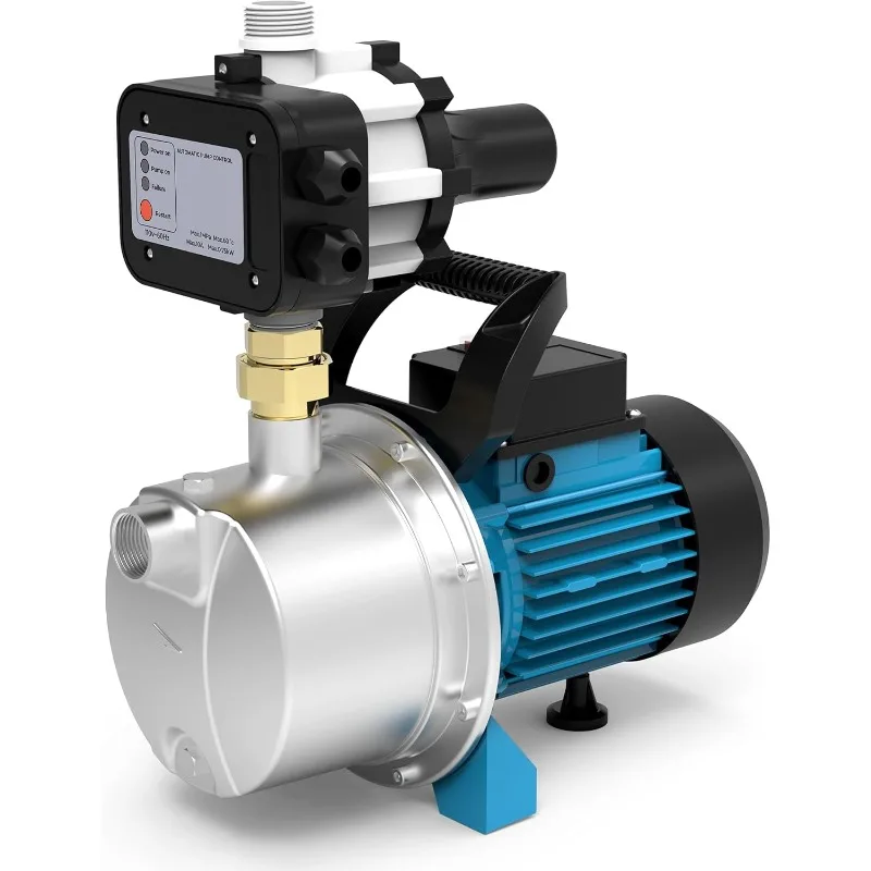 Water Pressure Booster Pump for Home with Smart Controller Automatic, 1200 GPH Self-Priming Shallow Well Jet Pump