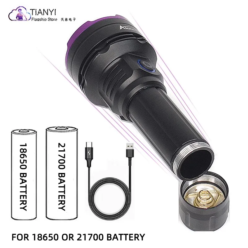 SV83 fixed focus 3 light 365nm black mirror purple flashlight used for banknote inspection, curing, nail art, fluorescent agent