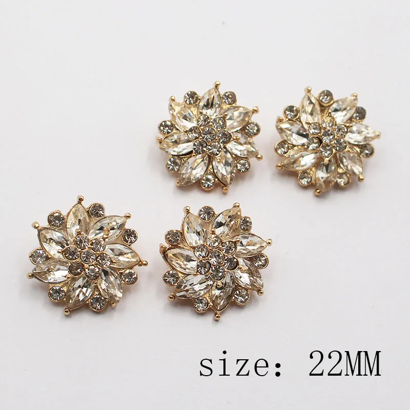 LKERAN 10pcs 22MM High-end Snowflake Crystal Glass Alloy Handle Button Diy Sewing Sweater Clothing Decoration