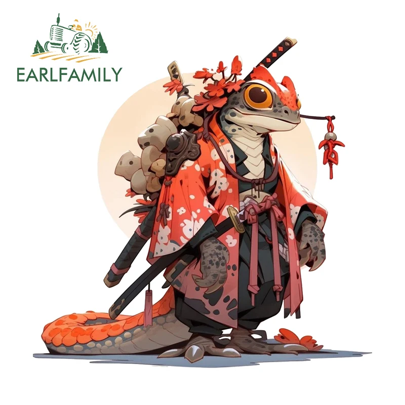 EARLFAMILY Samurai Lizard Car Stickers Japanese Vehicle Decal Occlusion Scratch Sunscreen Vinyl DIY All Types of Vehicles