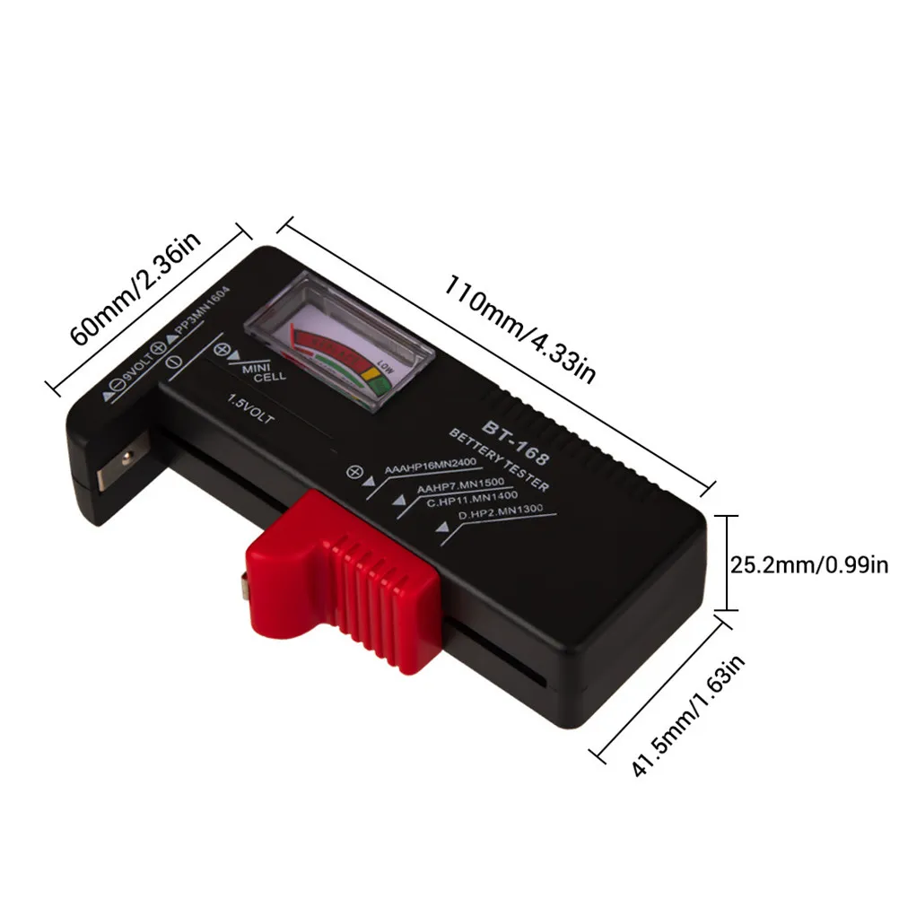 4Pcs Universal Battery Capacity Tester for Aa Aaa 9V Button Batteries Voltage Gauge Tool Power Meter Color Coded