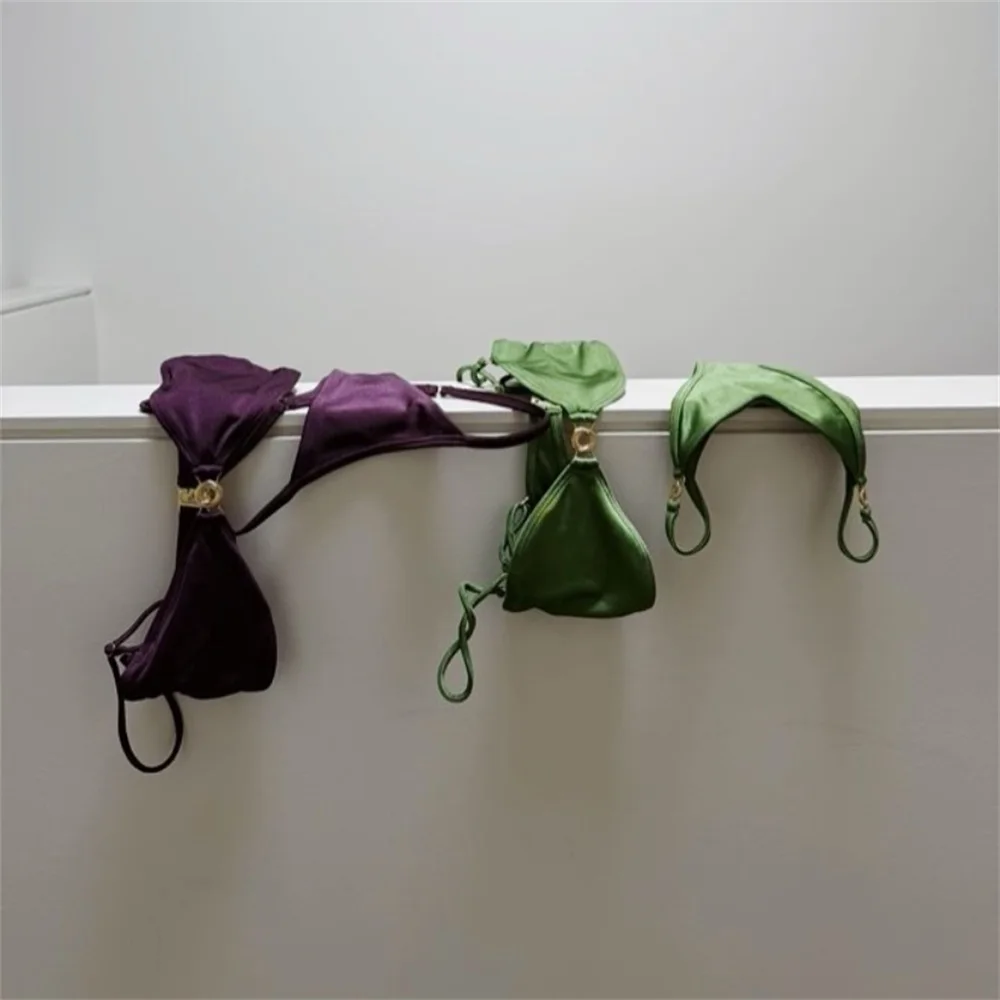 

2026 Сексуальный женский купальник-бикини бандо, микро-бикини, пуш-ап, однотонный, пляжная одежда