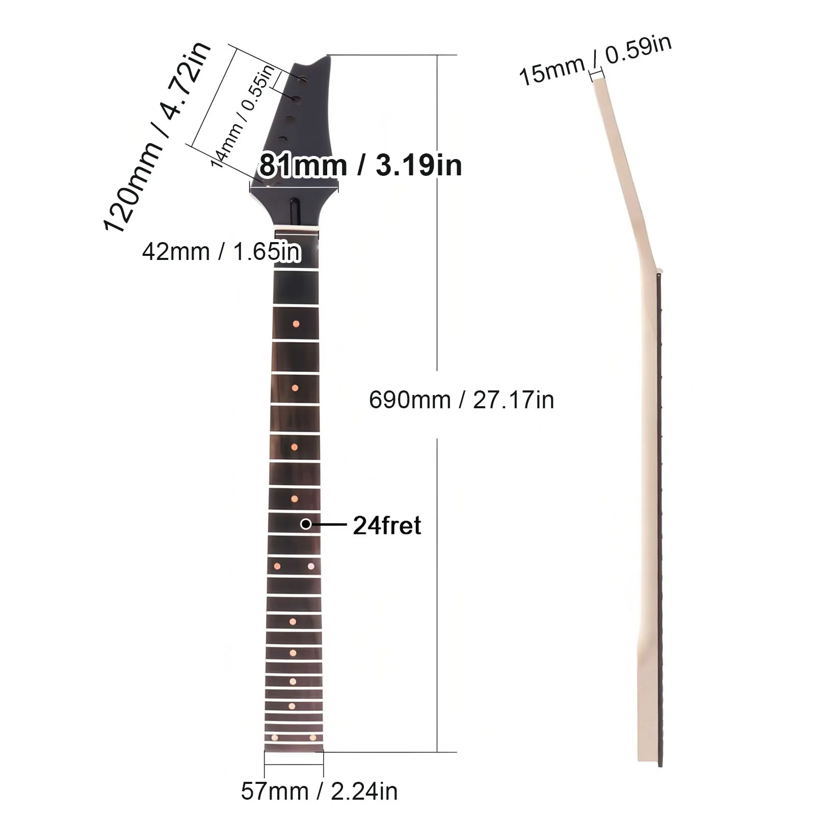 Electric Guitar Neck Replacement for Ibanez Guitars 24 Fret Rosewood Fretboard Maple Guitar Neck