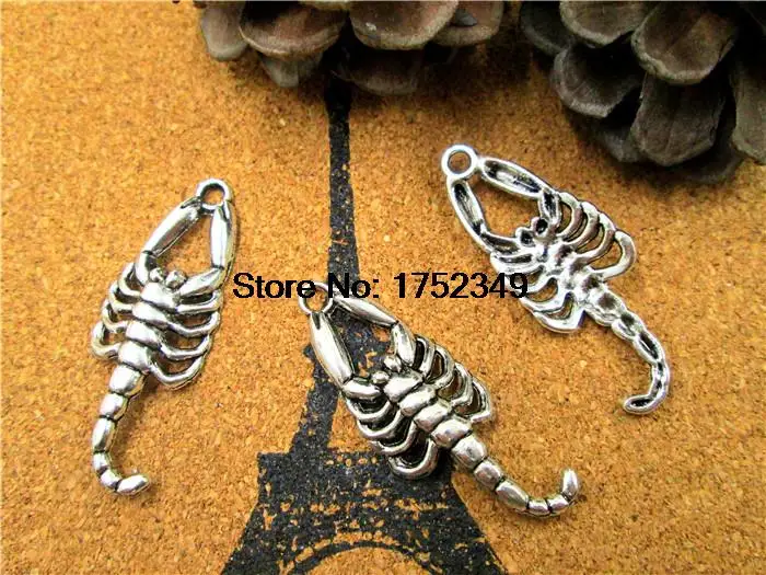 

50pcs--Scorpion Antique Tibetan Silver Tone Scorpion Pendants Charms Jewelry Making 41x16mm