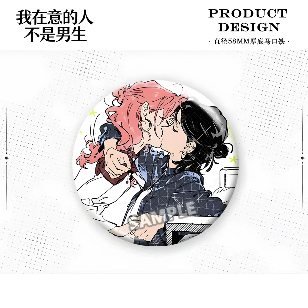 Aya Mitsuki Anime Brooch 58mm Tinplate Button Pin the Guy She Was Interested in Wasn't a Guy at All Collectible Backpack Decor G