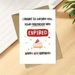 1pc,Funny 18th Birthday Card for Girls Boys, 18th Birthday Card for Son Daughter, 18 Years Old Birthday Card for Grandson Grandd