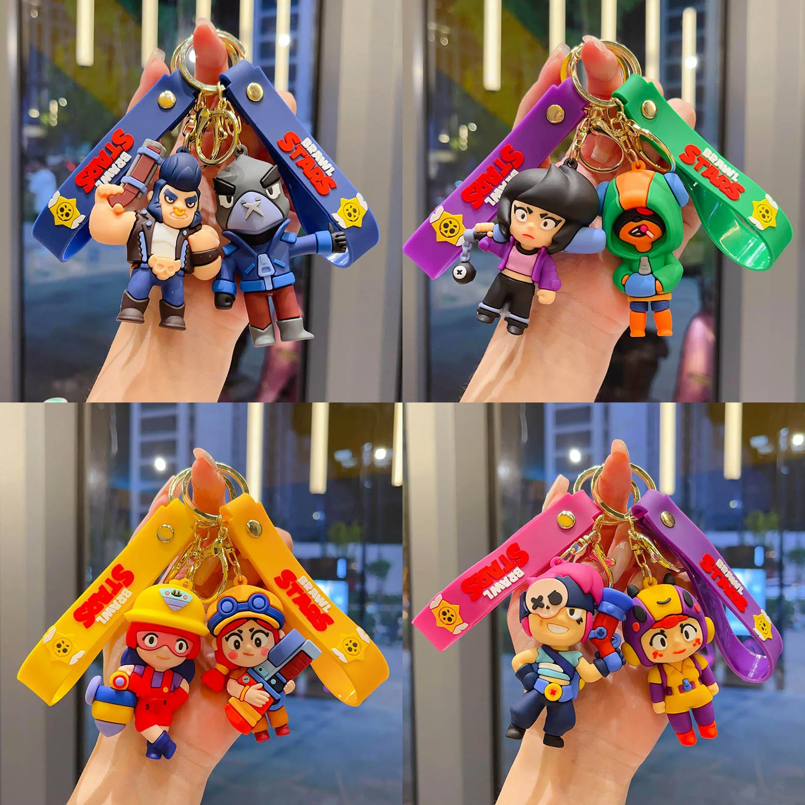 New Brawl Stars Creative Wilderness Battle 3D Stitch Doll Key Keychain Cute Nita Jie Xibeiya Car Keychain Pendant birthday Gifts