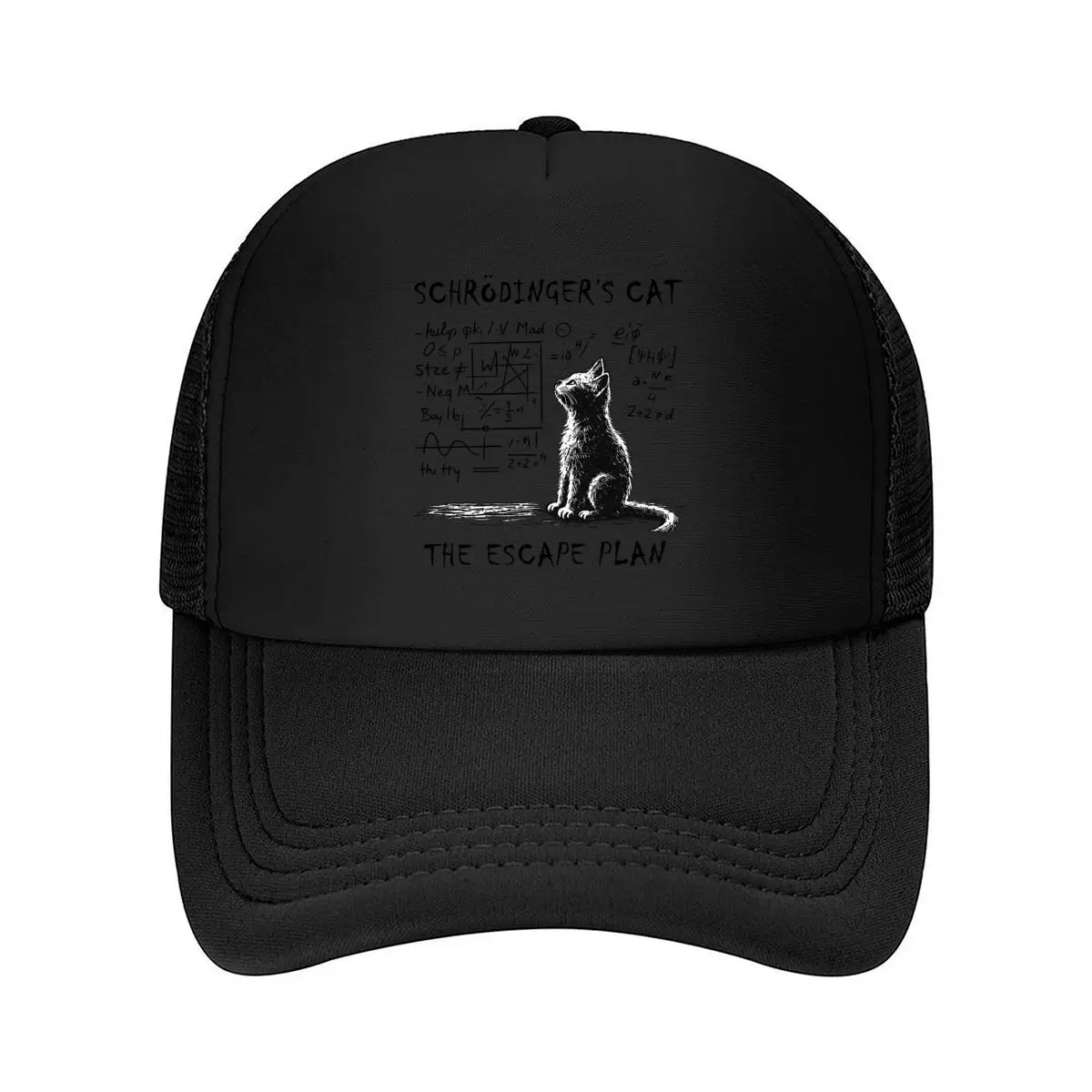 Schrodingers Cat The Escape Plan Physics Quantum Mechanics Funny Cat Illustration Mesh Baseball Cap Hip Hop Dad Hat