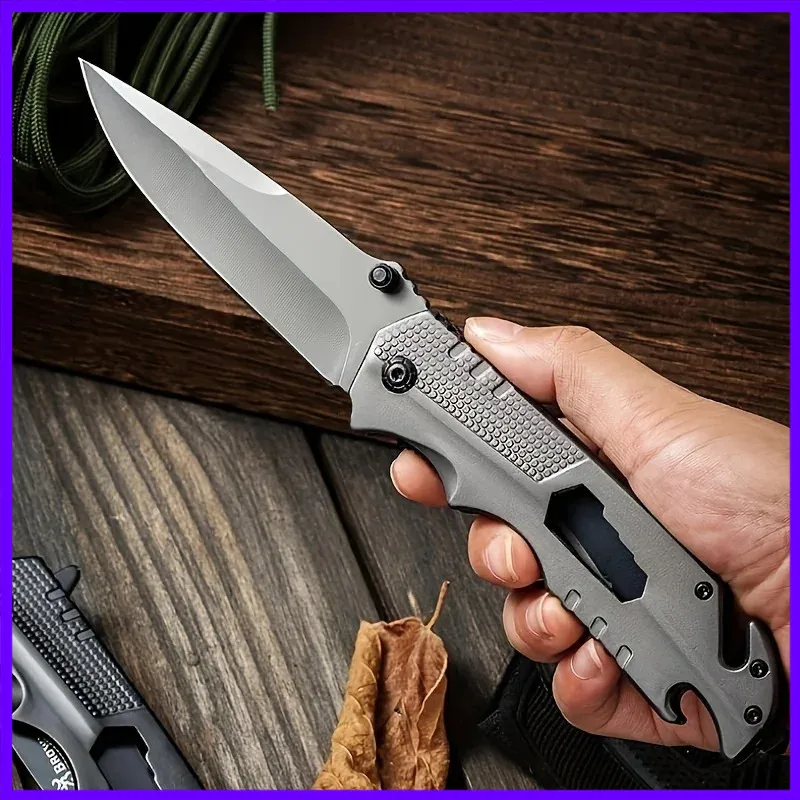 Outdoor Folding Pocket Knife Stainless Steel High Hardness EDC Camping Hiking Fruit Cutting Knife Portable Travel BBQ Tool Knife