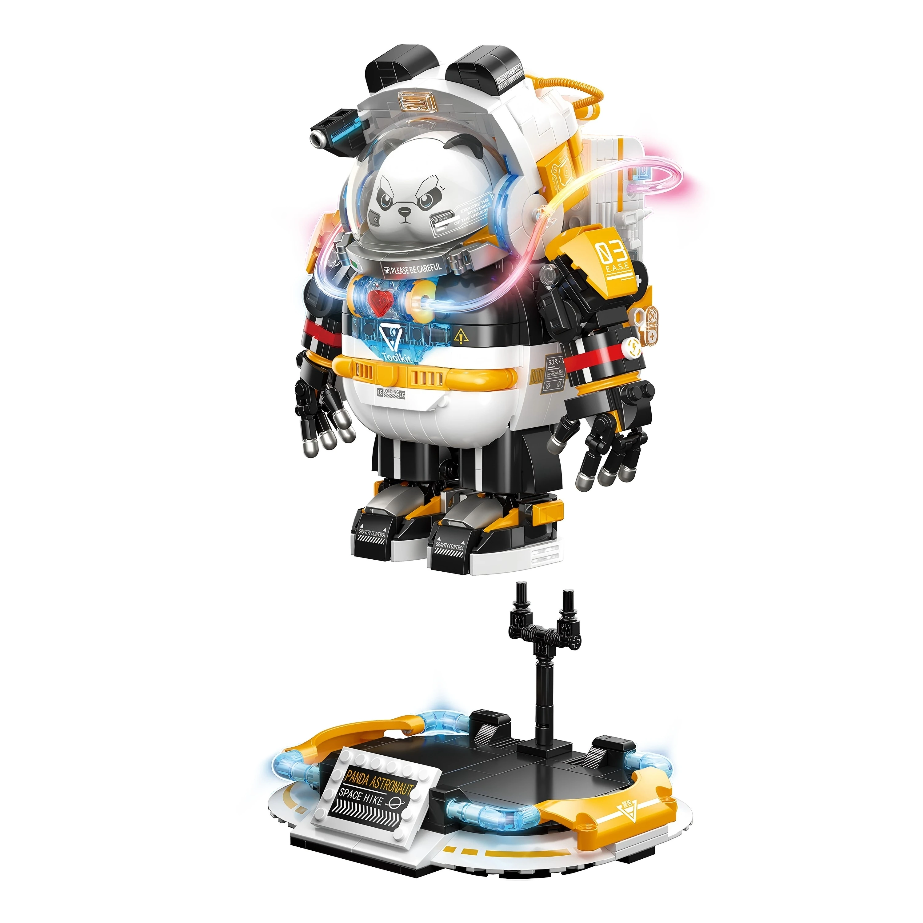 662021 스페이스 판다 메카 블록 세트, DIY 기계식 판다 모델, 어린이를 위한 창의적인 장난감, 책상 및 가정 장식품