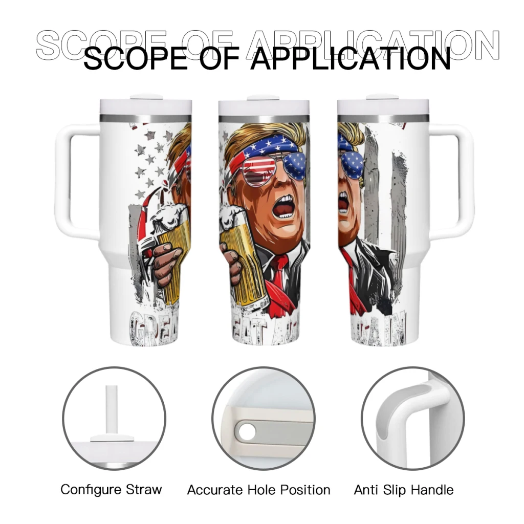 4Th Of July American Flag Shirt Funny Gift 40 oz Tumbler with Handle and Straw Lid,Stainless Steel Insulated Tumblers,Travel