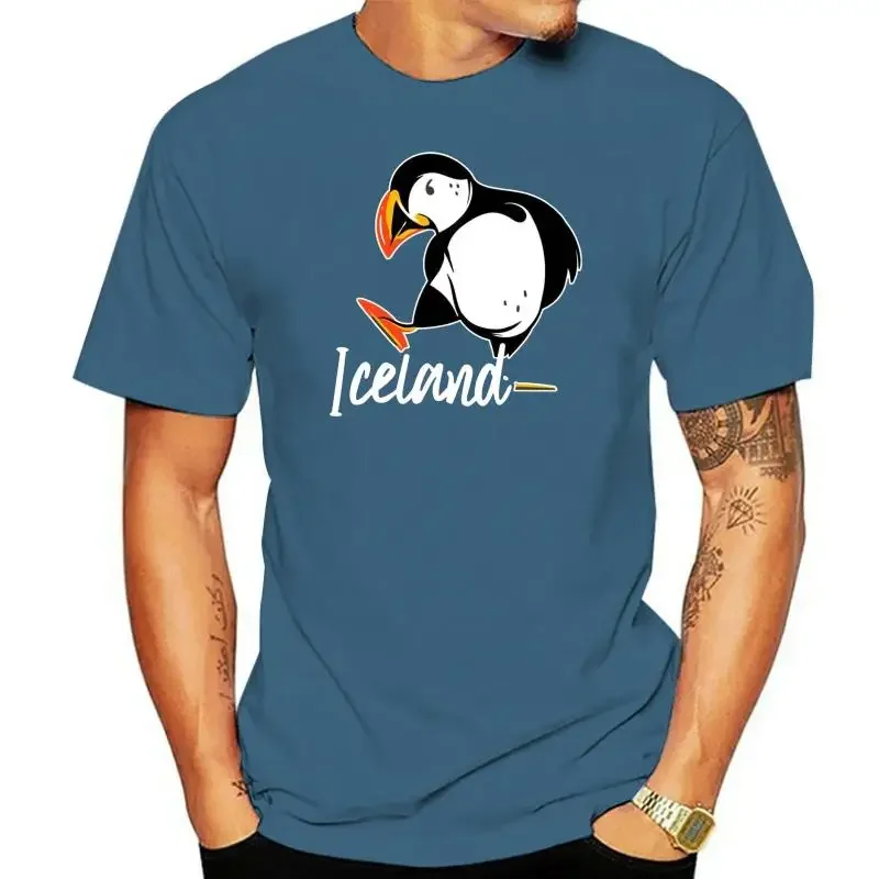 Iceland Shirt With Puffin Bird T-Shirt For Men, Color Black Navy, Size S-5Xl Harajuku Tee Shirt anime clothes streetwear COTTON