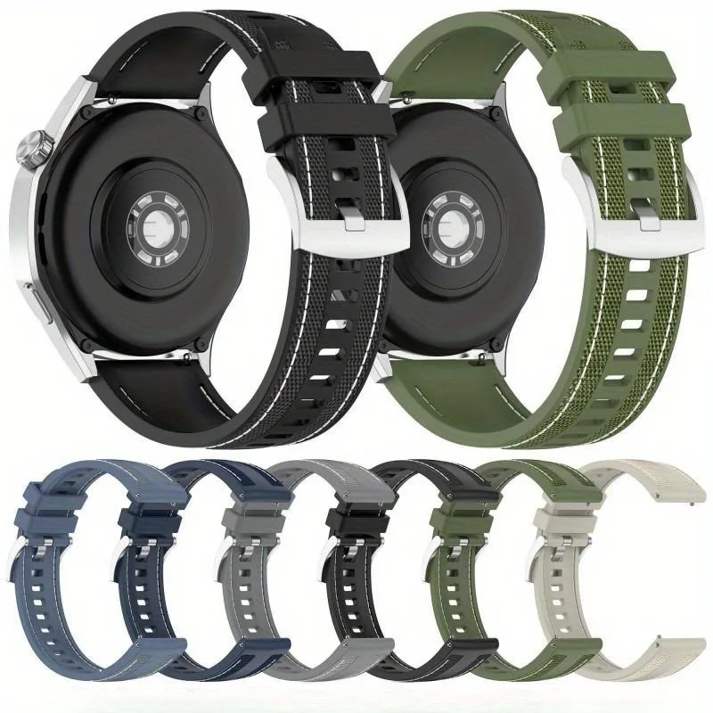 Silicone Nylon Composite Sport Band for Samsung Galaxy Watch 20mm 22mm Metal Pin Buckle Breathable Durable Replacement Men Women