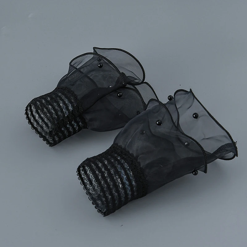 

1Pair Nail Art Tulle Photo Glove Fake Pleated Cuff Manicure Photography Props Nail Tips Display Sleeve Fashion Accessories