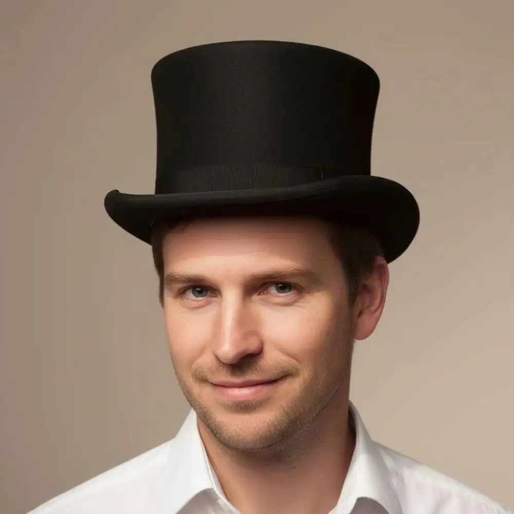 British Style Wool Material Top Hat Satin Lining Classic Design Wool Top Hat Cylinder Hat Stage Performance