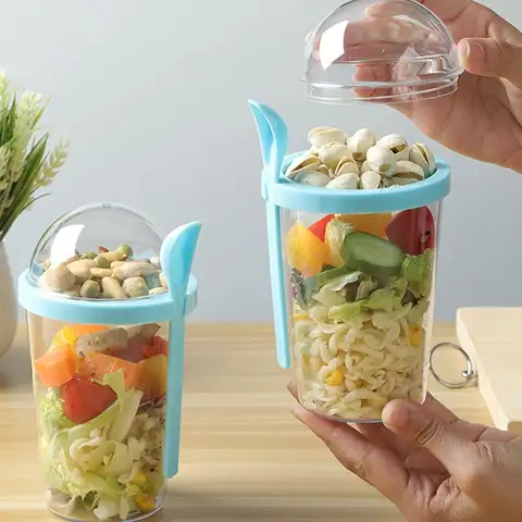 Leakproof with Spoon & Lid Milk Snacks Salads Yogurt Pots Lunch Box Overnight Oats Container Breakfast Cups