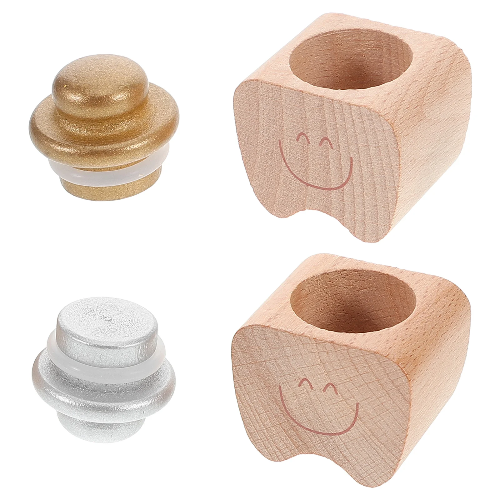 

2Pcs Baby Teeth Storage Box Wooden Organizer Keepsake Cartoon Tooth Holder Newborn Baby Memory Gift Teeth Storage Box