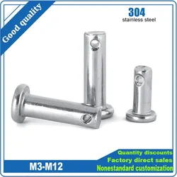 1/10pcs M3 M4 M5 M6 M8 M10 M12 304 Stainless Steel Flat Head Bearing Cylindrical Positioning Axis Roll Dowel Pin With Hole GB882
