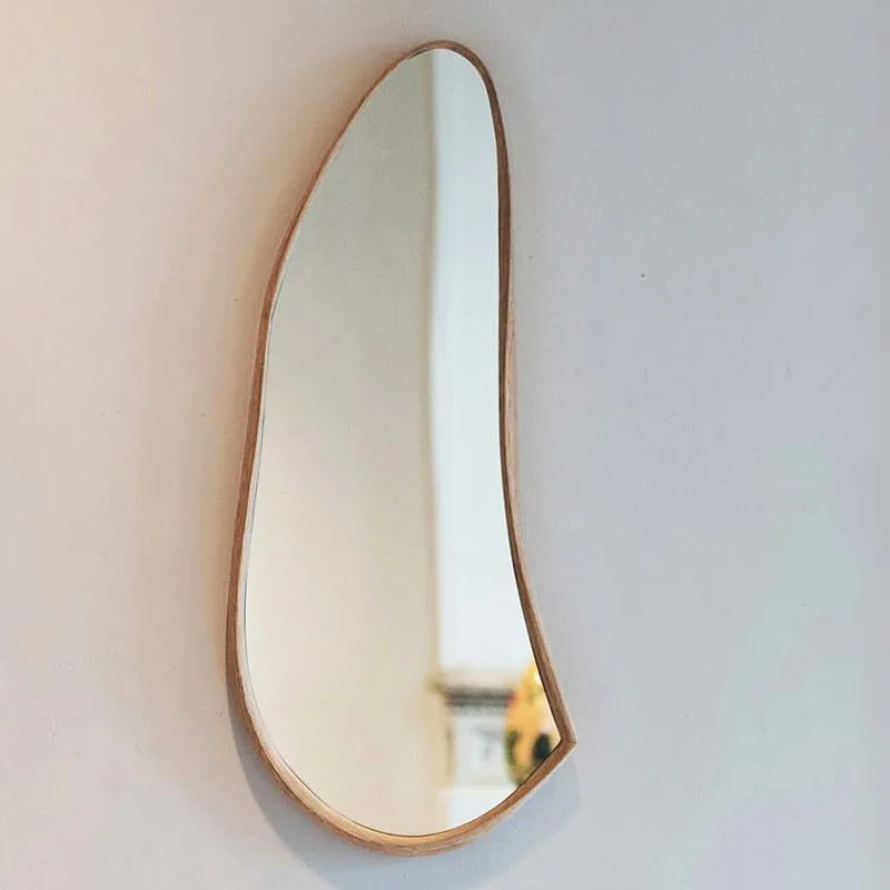 Nordic log color full-length mirror wall-mounted special-shaped mirror irregular full-length mirror