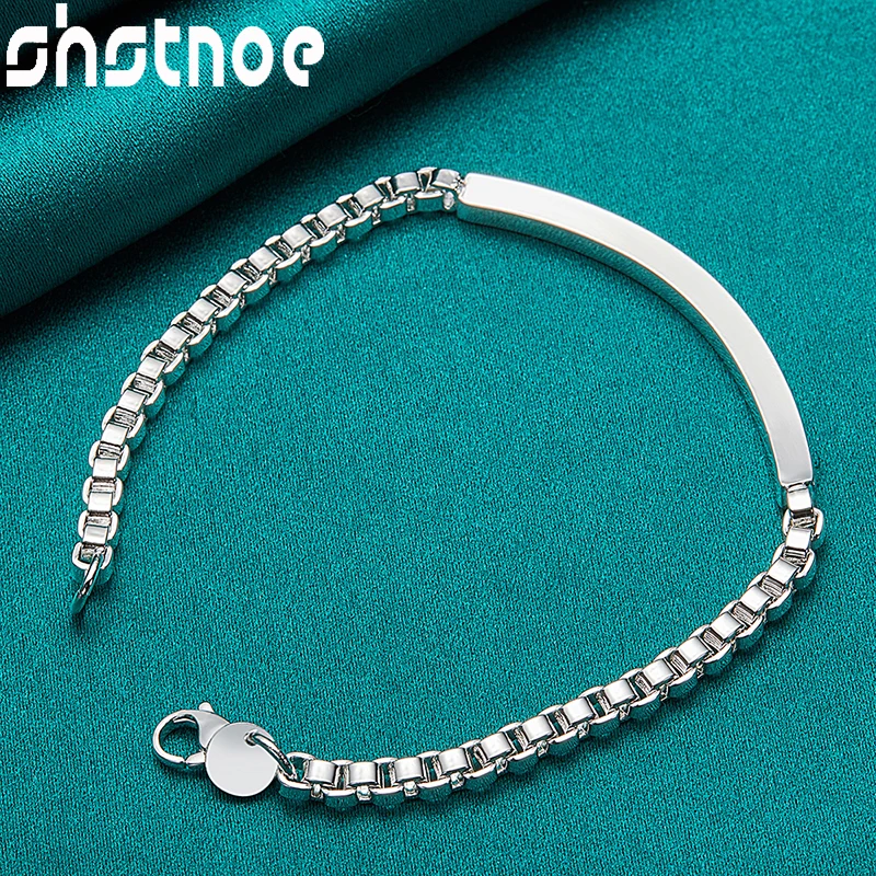 Shstone 925 Sterling Zilveren 4Mm Box Ketting Luxe Geometry Charm Armband Voor Vrouwen Mannen Verjaardagsfeestje Geschenken Dame Mode sieraden