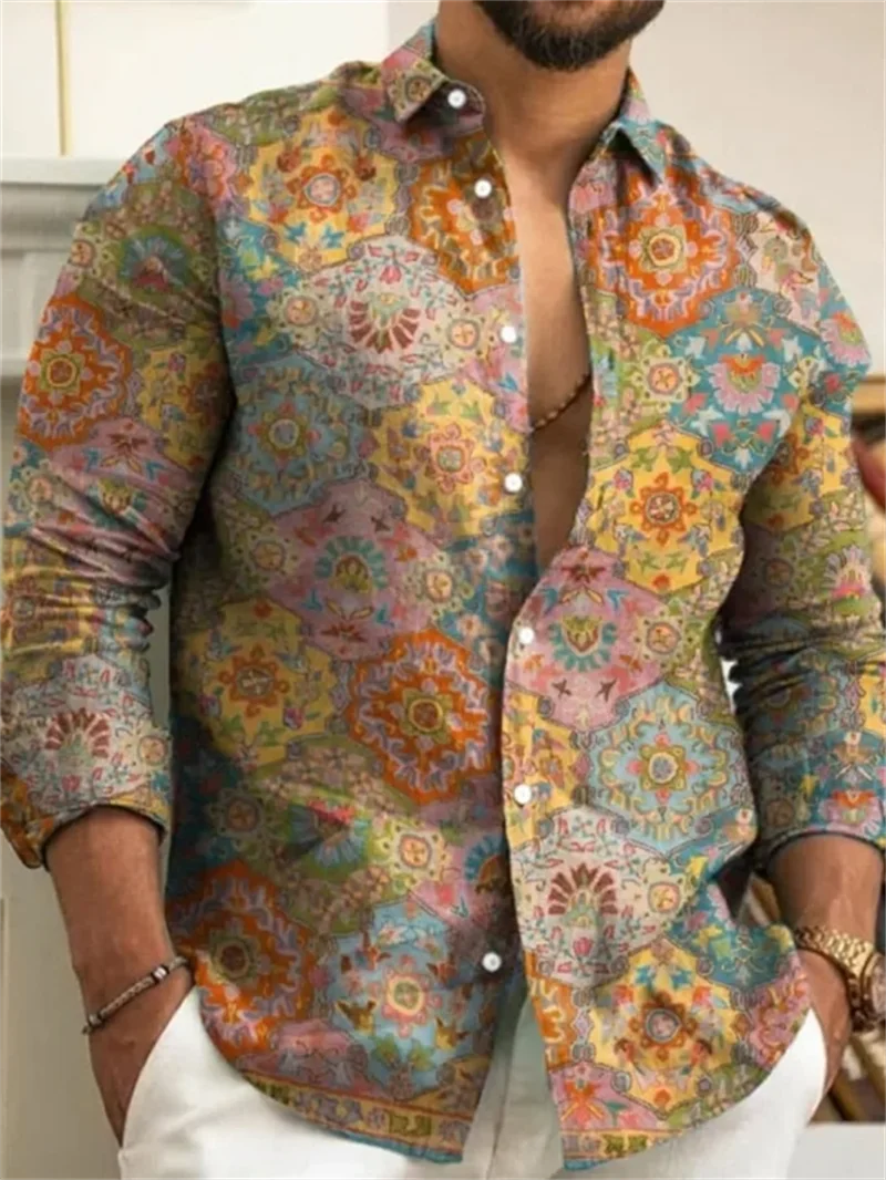 

New Summer Shirt, Tropical Plant 3D Printed Shirt, Men's Shirt, 2025 Button Men's Linen Fabric