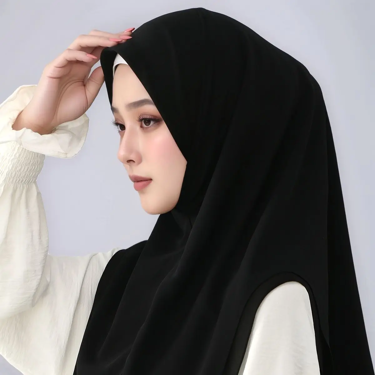 Nuevo Hijabs instantáneos de gasa de doble capa listos para usar para mujeres musulmanas cubierta completa envolturas para la cabeza bufanda Bandana interior sólida Ramadán