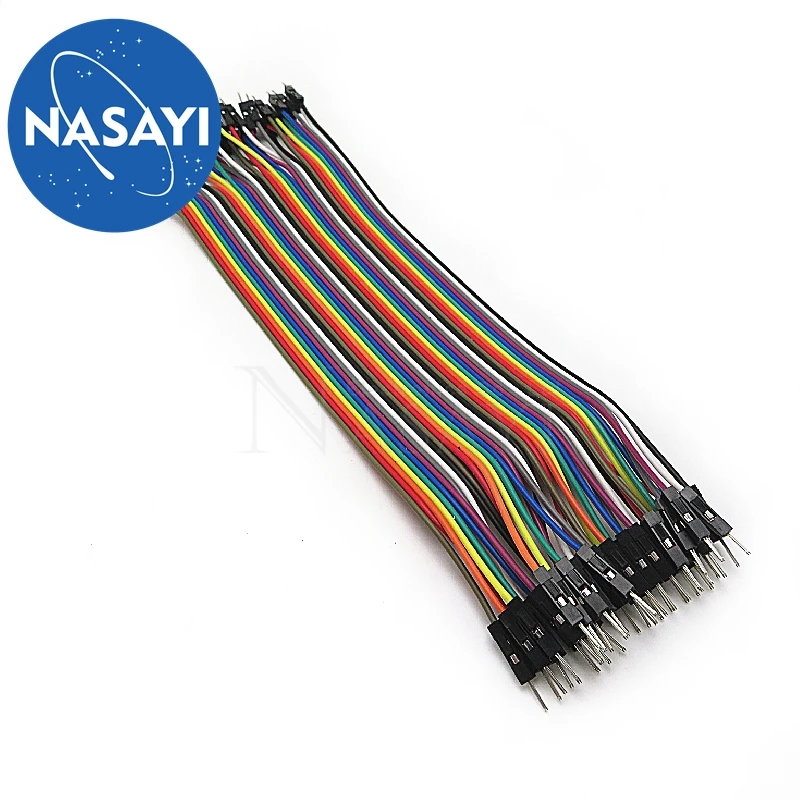 

NASAYI 1lot =40pcs 20cm 2.54mm 1pin 1p-1p male to male jumper wire Dupont cable for In Stock